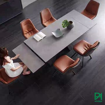 Bộ bàn ăn gấp chân thép 6 ghế nệm hiện đại